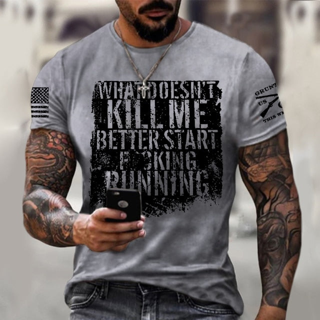 T-Shirt Kill Me Casual Gris pour Homme