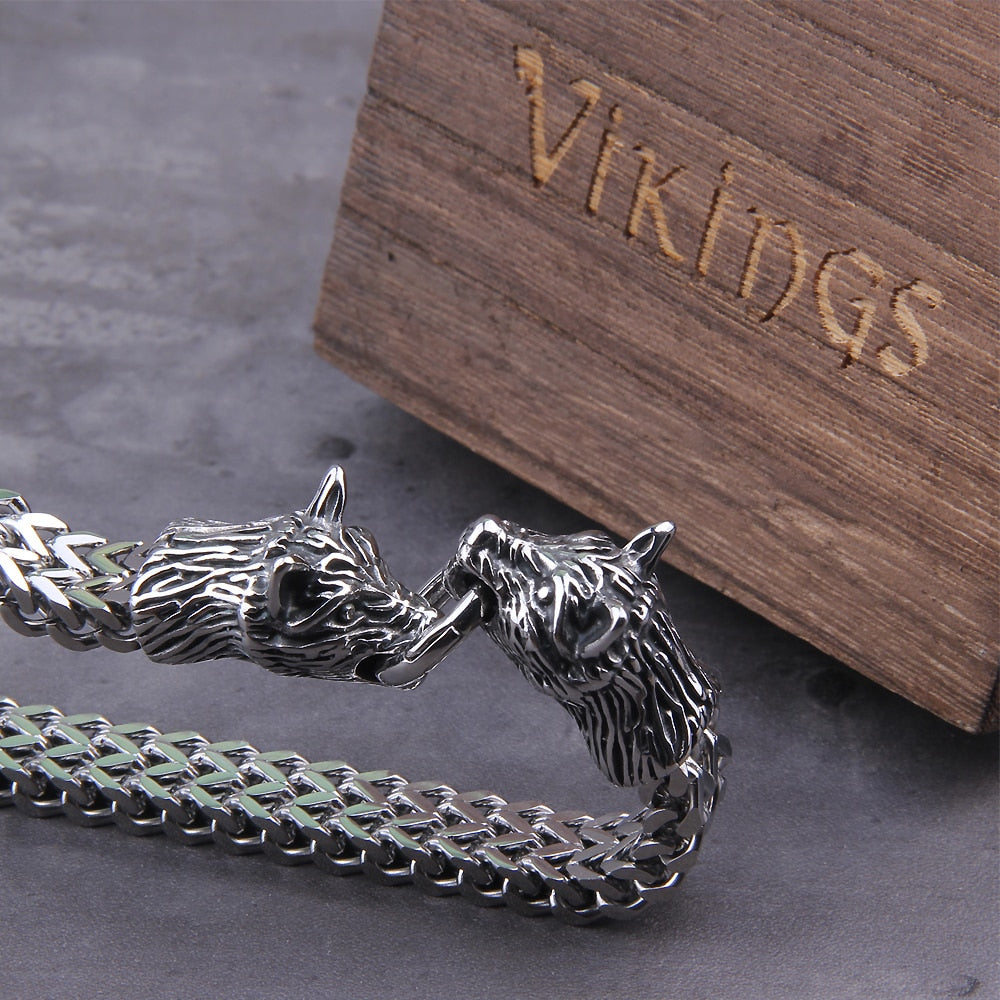 Bracelet Loup Viking en Acier Inoxydable