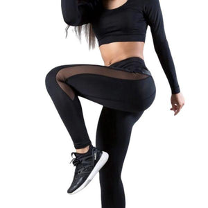 Leggings Sport Noir avec détalle en Cuir Pu Femme Dark Label Shop