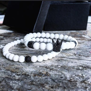 Bracelets De Distance Pour Couple Blanc & Noir / 16Cm Dark Label Shop Perles