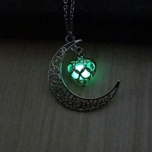 Gratuit - Collier Lune Et Cœur Brillant Dans L'obscurité Vert Colliers