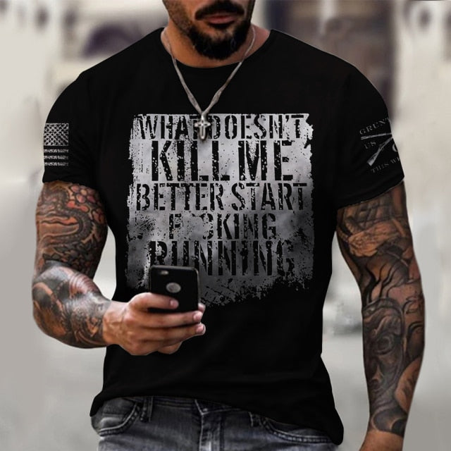 T-Shirt Kill Me Casual Noir pour Homme