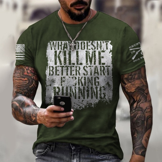 T-Shirt Kill Me Casual Vert pour Homme