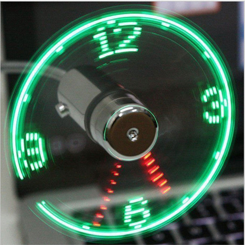Mini Horloge LED & Ventilateur USB pour ordinateur portable gadget été