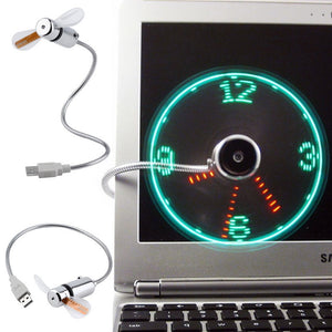 Mini Horloge LED & Ventilateur USB pour ordinateur portable gadget été
