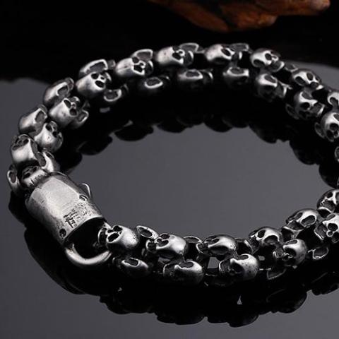 Bracelet tenance acier Punk Rock Crâne pour Hommes En Acier Inoxydable